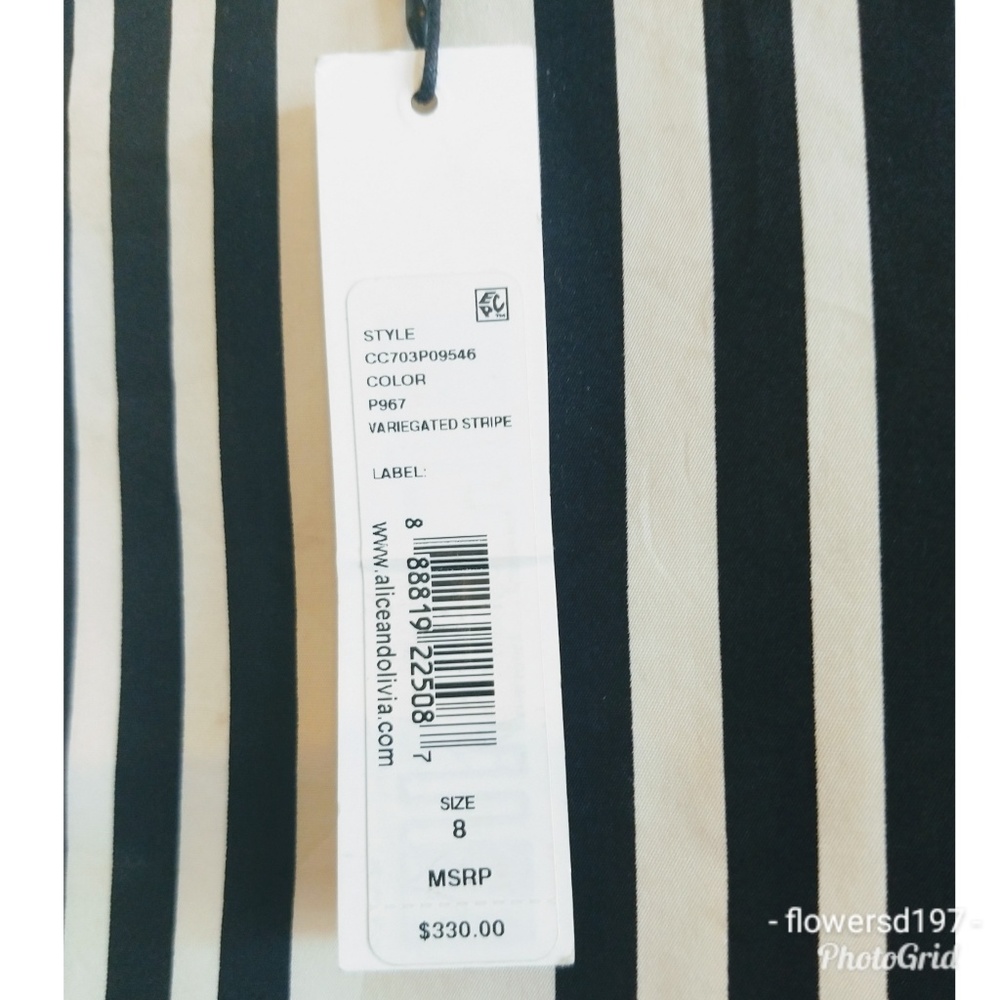 Alice + Olivia Black and White Striped Midi Dress - Picture 5 of 6